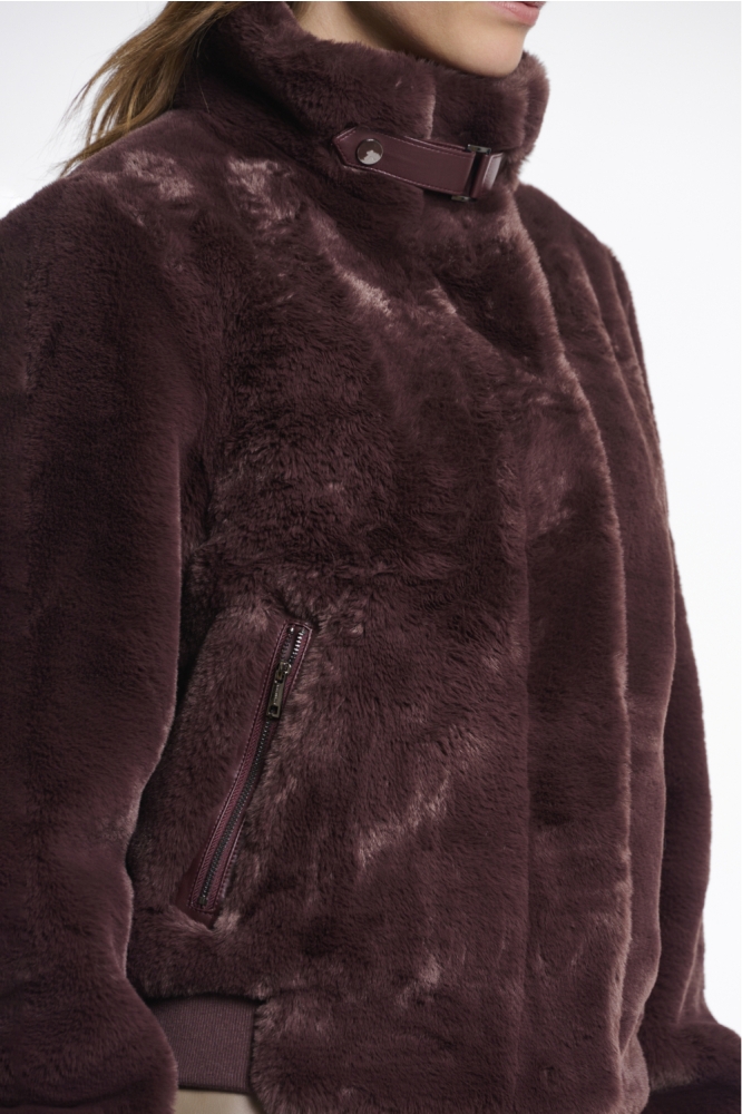 SHORT FAKE FUR JACKET AMBRA 7002511 10873 chocolate bean